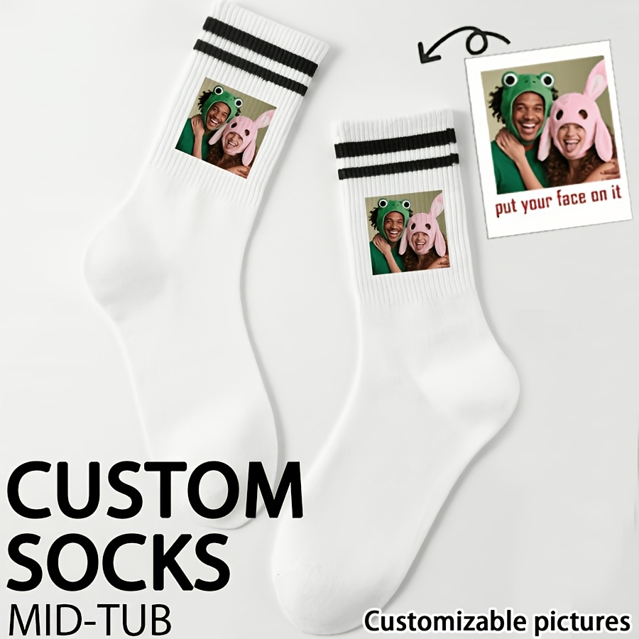 TEMU A Set Of Customizable Mid-calf Socks Featuring Any Facial Pattern Of , Perfect As A Gift For Occasions Like Valentine's Day And Birthdays. Fun
