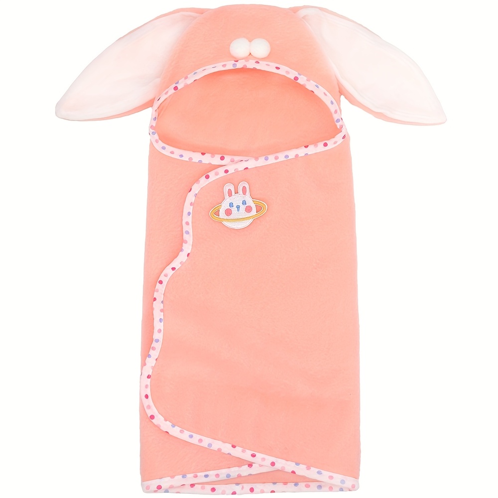 Image of Doll Swaddle Blanket Bath Towel Suitable For 12-14 Inch Dolls, Ears Plush Doll Accessories. Note: Doll And Accessories Not Included