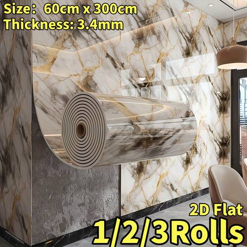 Artikelbild 1/2/3 rollen (60 cm cm) selbstklebende xpe marmor tapete mit 3d -effekt - abzieh- & aufklebe-fliesen für wände, böden, decken - realistisches weißes & goldenes -design für wohnzimmer, küchenrückwand, badezimmer dekor