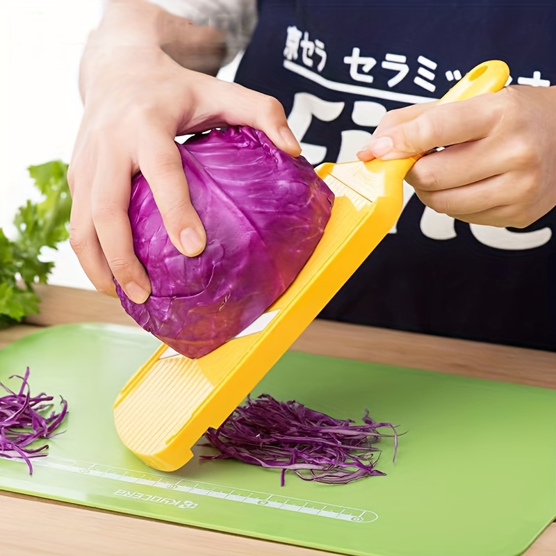 

Stainless Steel Blade Plastic Mandoline Slicer - Manual Vegetable And Fruit Cutter For Kitchen Use, Safe And Portable Outdoor Food Prep Tool