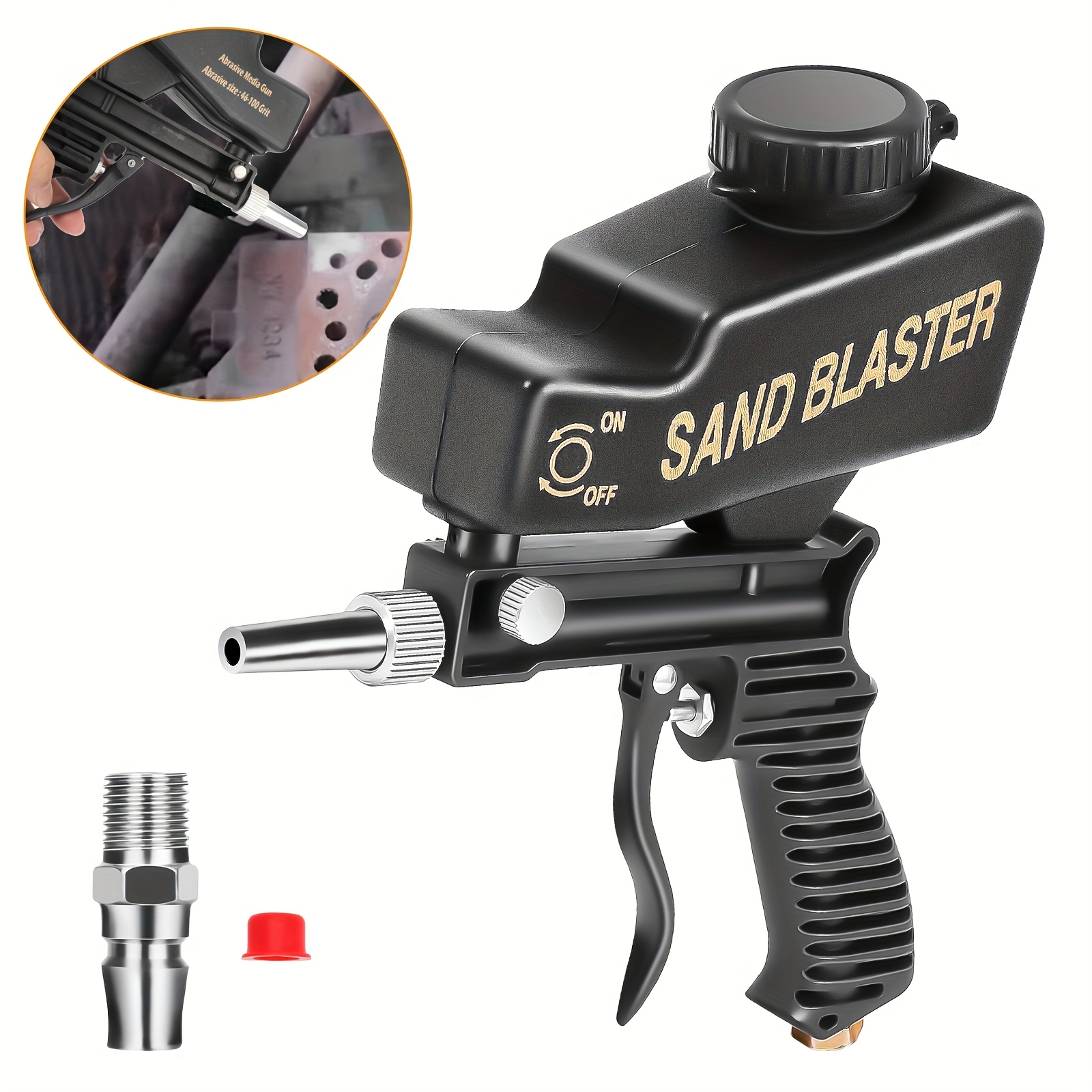 90 150 psi portable sandblasting gun adjustable   air sandblaster with ergonomic grip for rust removal auto repair surface prep ideal for sand glass walnut shells rust removal tool