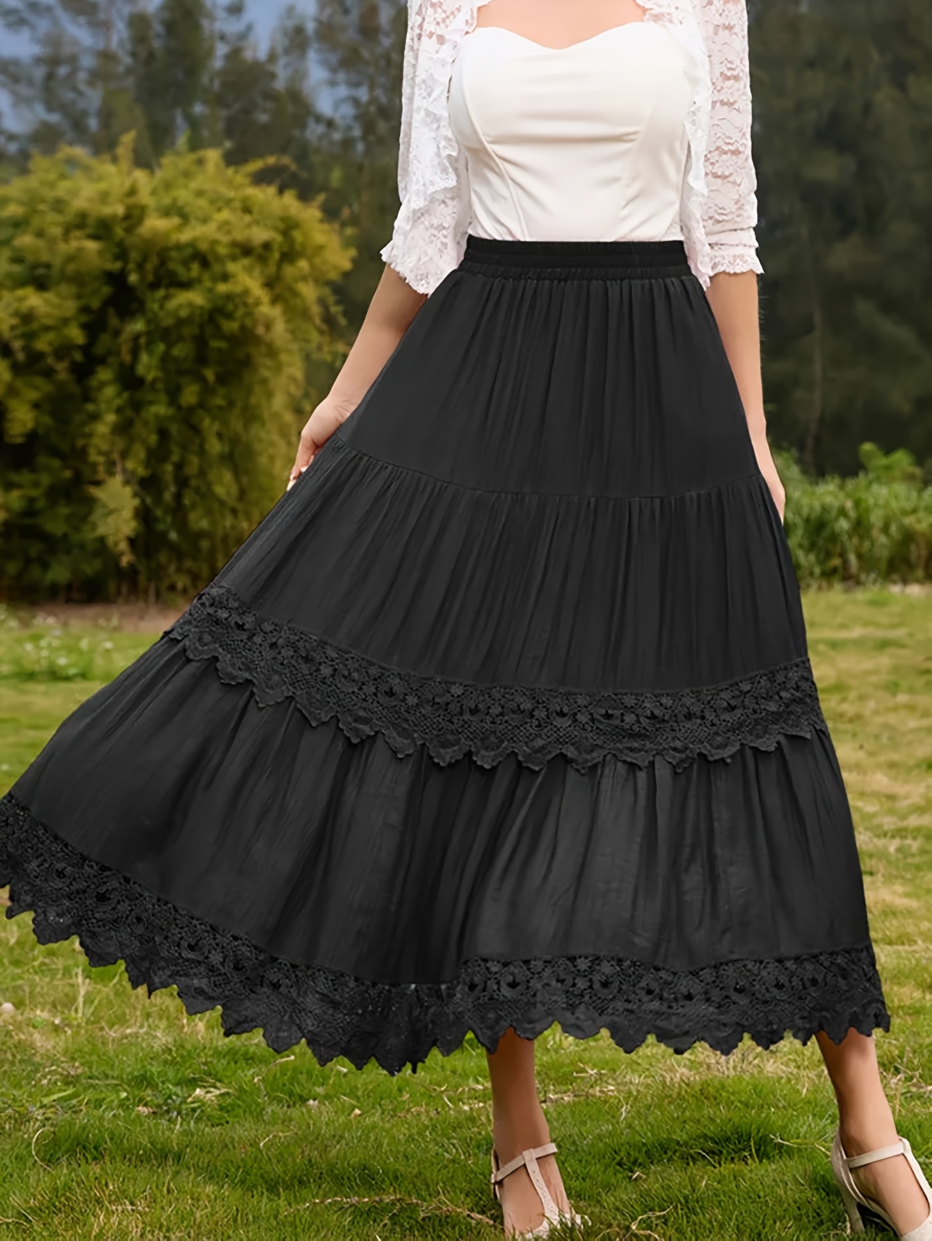 Maxi Skirt Plus Size Tea Length Black Skirt Plus Size Elegant Plus