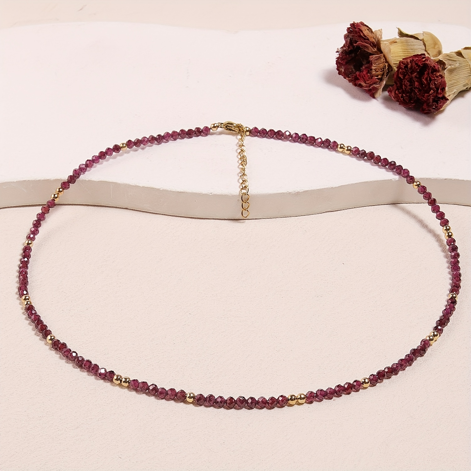 3Mm Garnet Necklace, Natural Stone Accessory