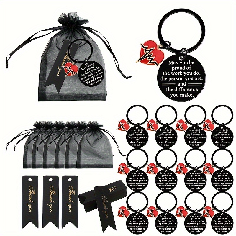 

36pcs Nurse Appreciation Keychain Set - Ecg Design, Doctors & Nurses, Ideal Graduation Or Birthday Gift, Stainless Steel With Polyester & Paper