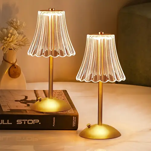 2pcs led lamp adjustable led crystal table lamp golden romantic ambiance touch control rechargeable 1200mah lithium battery ideal for room types in 1pc
