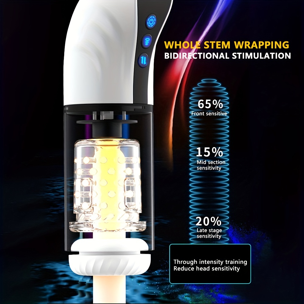 1pc Automatic Sucking Male Masturbator, 3 In 1 Male Stroker With 10 Vibration & 4 Suction & One-Click Climax, Adult Sex Toy With 360°-Wraparound-Airbags, Blowjob Toy Mens Adult Male Sex Toys For Men