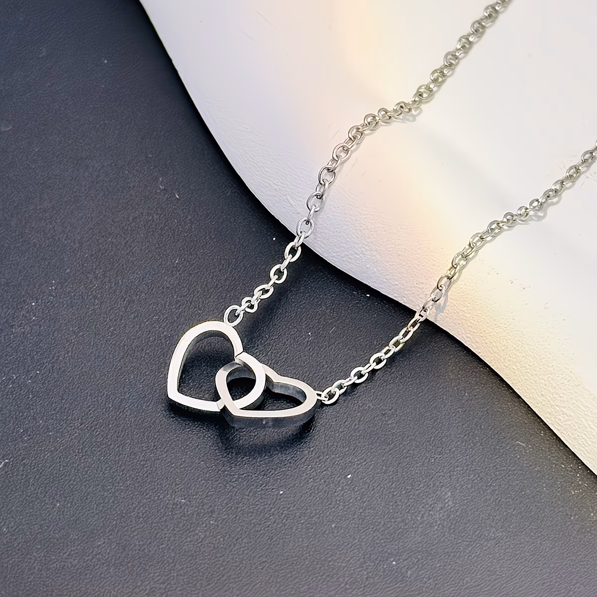 stainless steel simple double ring love pendant necklace for men and women jewelry necklaces luxury choker korea Product details 9