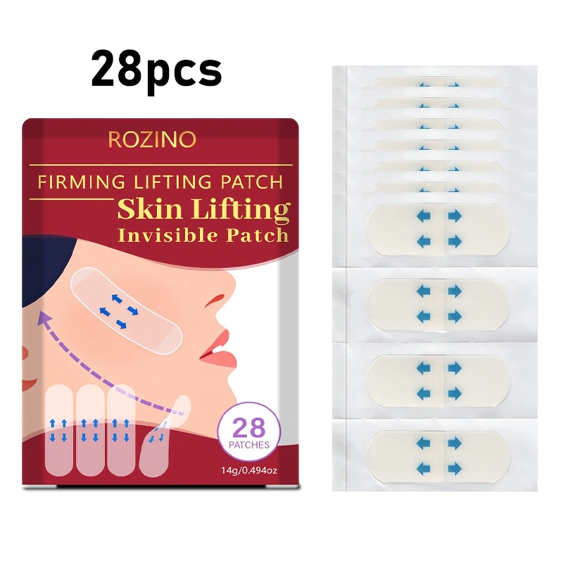TEMU 28pcs Ultra-thin Invisible Face Patches, Face Lifting Tape, Suitable For Eyes, Double Chin, And Neck, Transparent Face Contouring Patches, Face