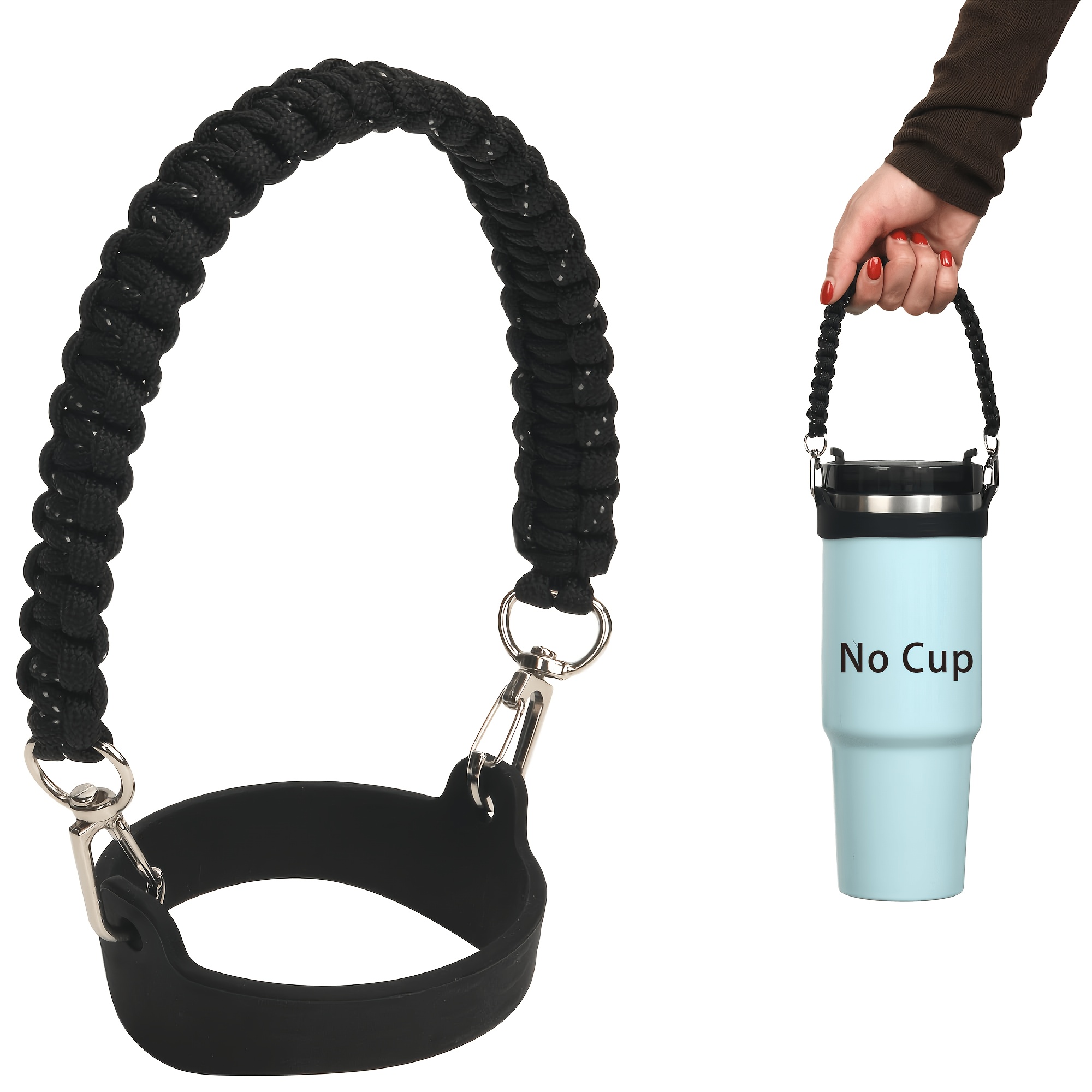 TEMU GUULONE Sangle de Poignée Robuste en Paracorde pour Bouteille d'Eau, Compatible avec de 8 à 40 oz, Sangle de Survie Réglable Adaptée pour le