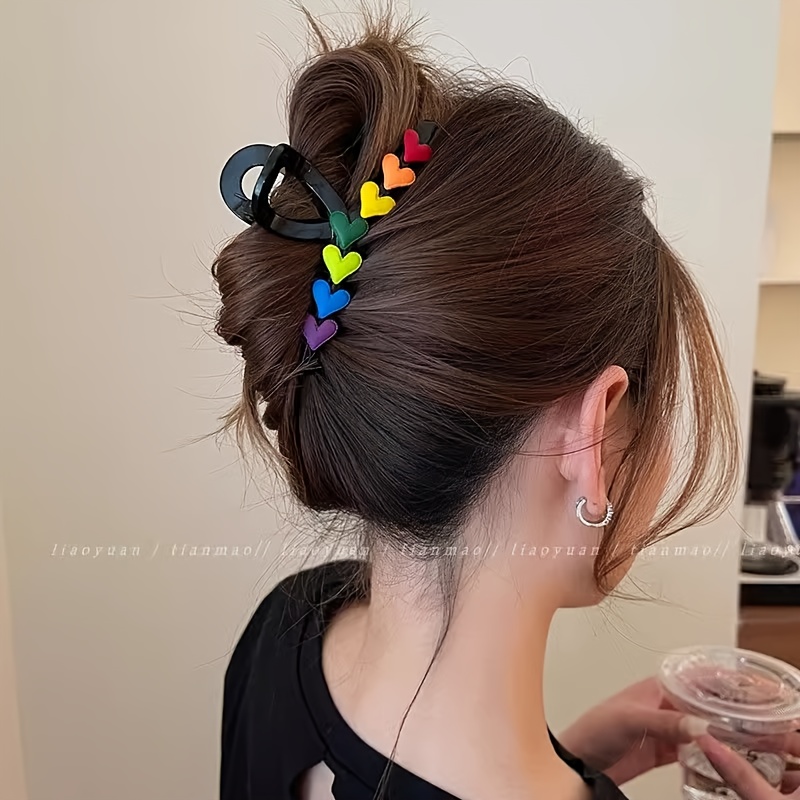1pc Color Love Large Grip Clip | Women's Summer Back Of Head | Daily Styling/holiday Wear | Large Hair Volume | Elegant Shark Clip Gift