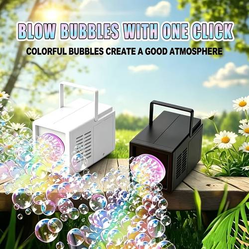 childrens outdoor toy handheld bubble machine fully automatic black and white for holiday parties and stage use produces 10000 bubbles per minute no bubble solution or