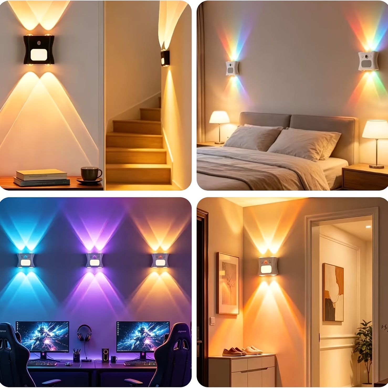 Motion Sensor Wall Lamp with Remote, USB Rechargeable LED Light