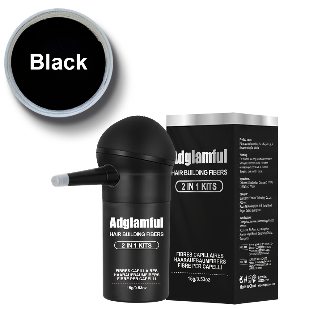 Image of Adglamfu Hair Building Fibers - Natural, No-mark Fiber For Fuller, 15g Spray-on Formula With Bottle, Perfect For Dates & Parties
