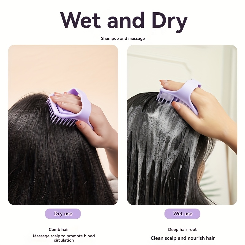 1 Peine Masajeador de Cuero Cabelludo y Cepillo para Lavar el Cabello con Dientes Suaves - Peine Desenredante de Plástico ABS para Uso en Seco/Mojado, Masaje del Cuero Cabelludo, Cuidado del Cabello - Para Todo Tipo de Cabello (Normal, Rizado, Liso) - Herramienta para Ducha, Spa y Salón