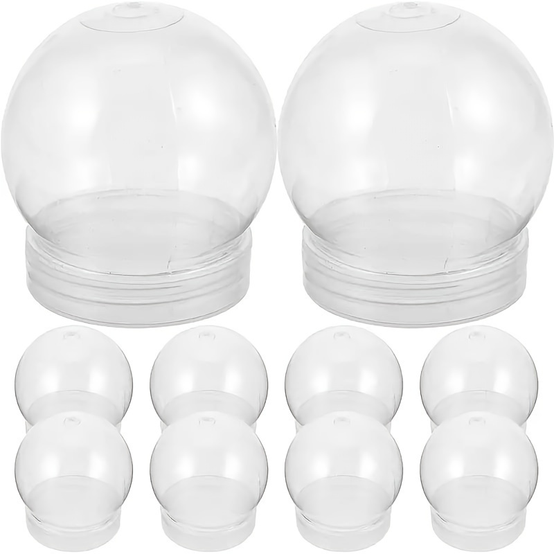 

10pcs Mini Diy Clear Plastic Snow Globes With Screw Caps, 4-inch - Christmas Decor & Crafts, No Power Needed