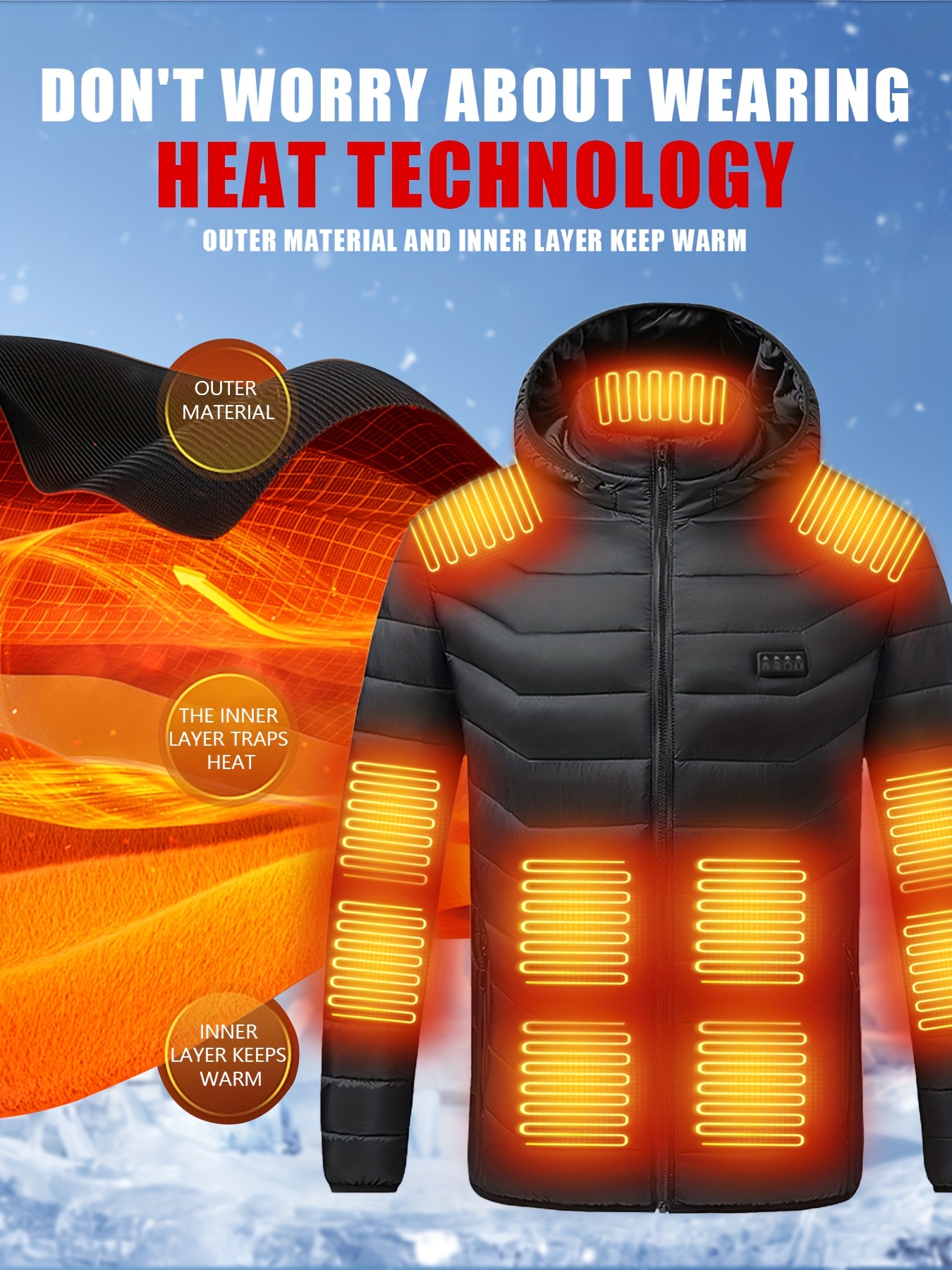 21 Areas Men Heated Jacket USB Electric Heating Vest Winter