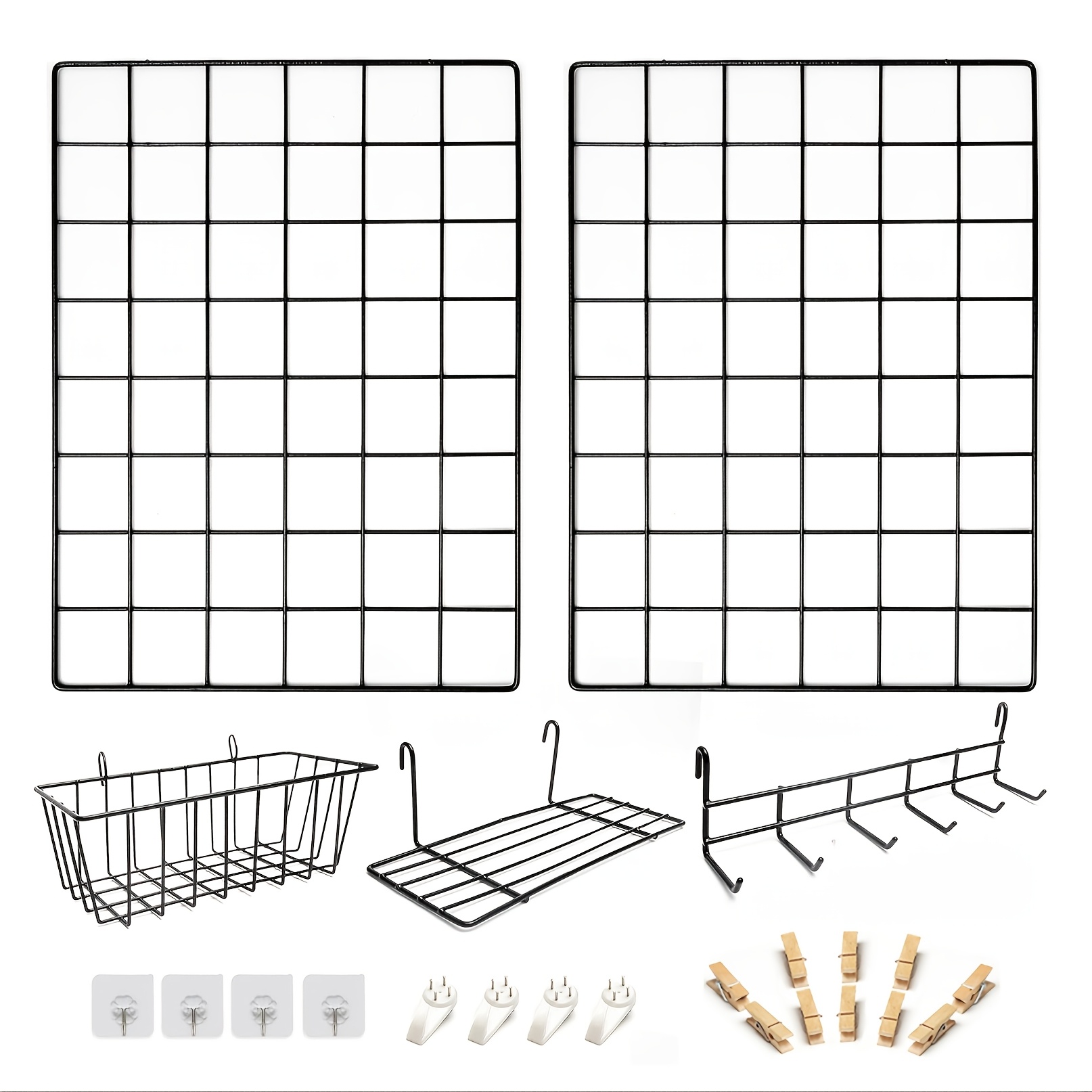 11.8x15.7 Inch 4 Packs Decorative Metal Grid Wall Panel With Clips And Hooks