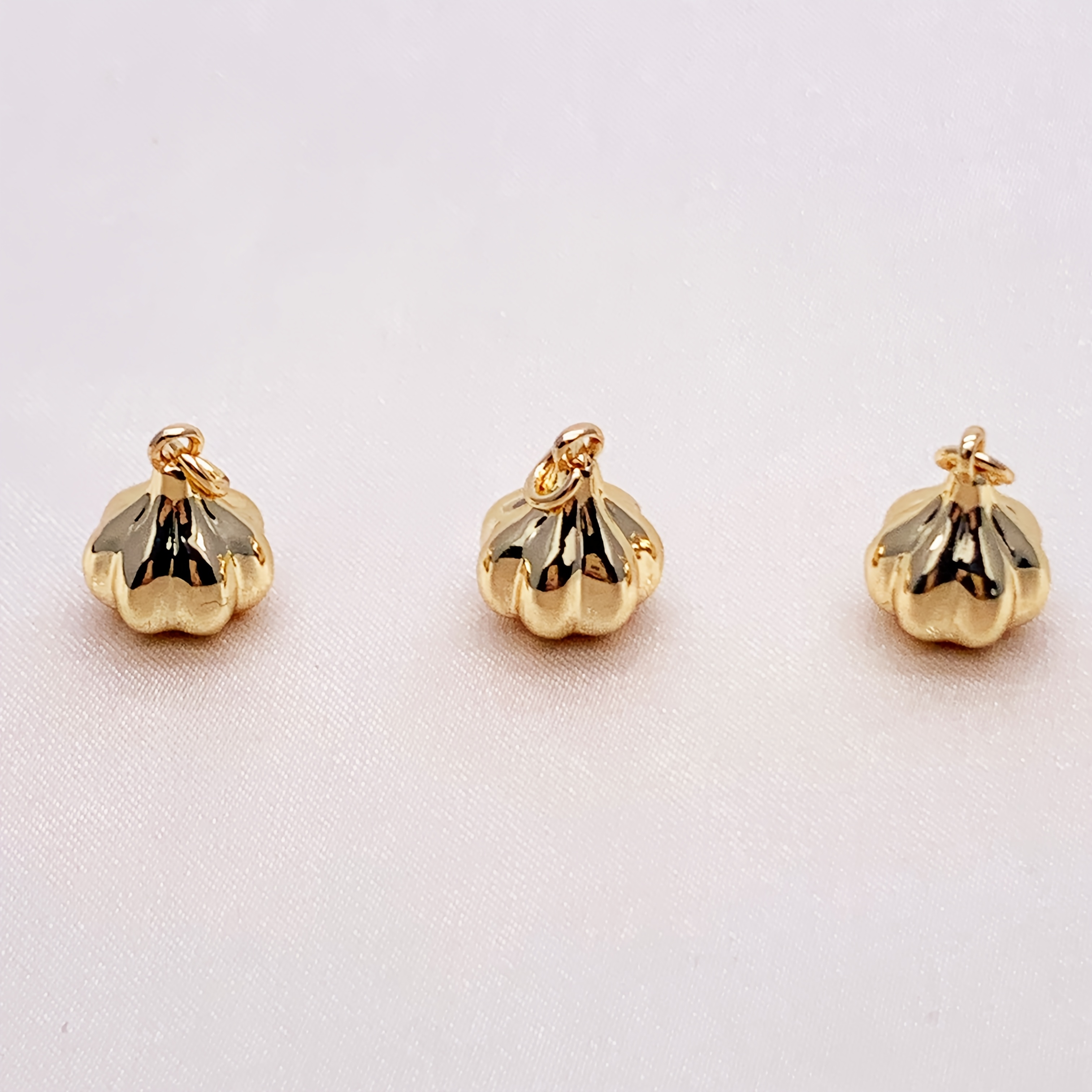 TEMU 3pcs Set Of Copper Garlic Pendants, 3d Simulated Vegetables, 18k Golden Plated, Garlic-shaped Charms With A Jumping Ring, Perfect For Making,
