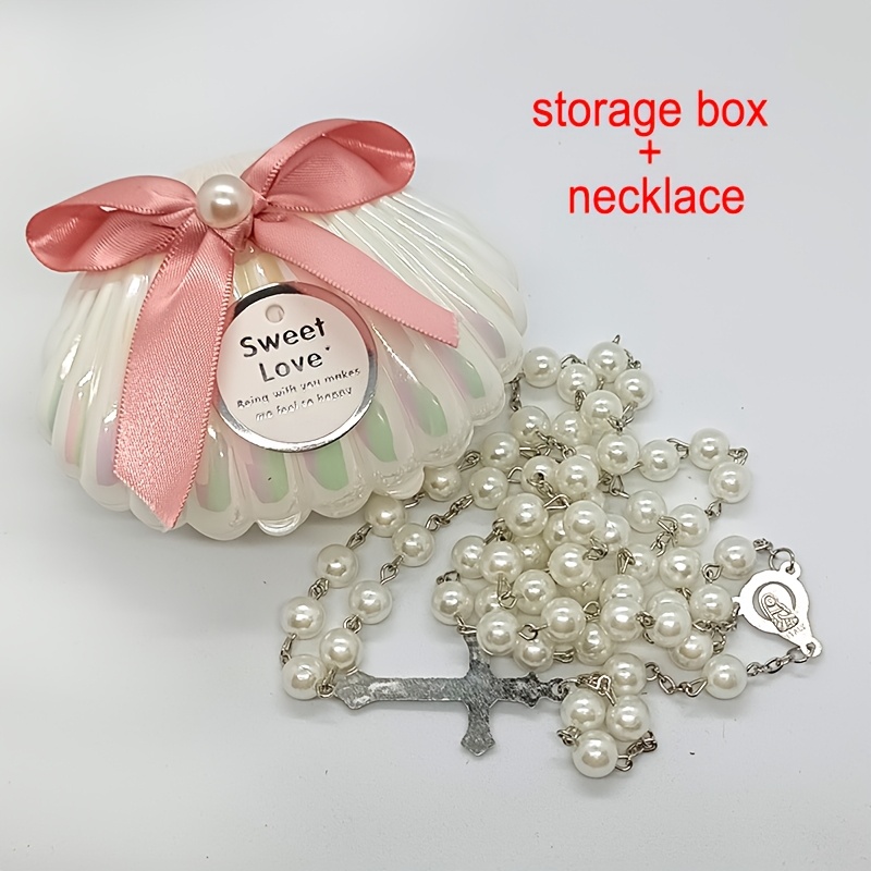 Image of Gift Packaging Jewelry Box And Necklace Sweater Chain Necklace Bead Rosary Sweater Chain Clothing Additions