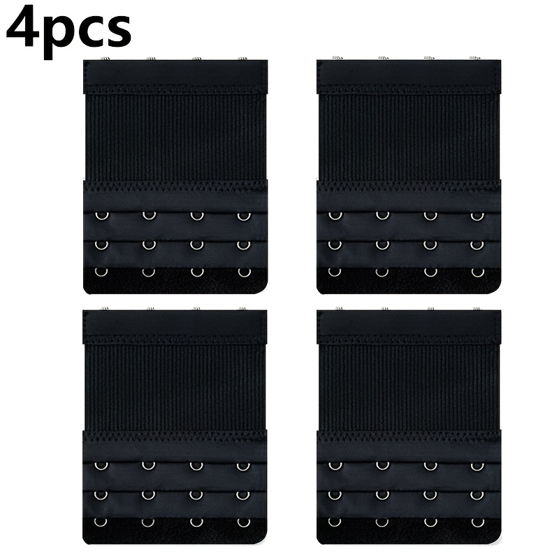 TEMU 4pcs Of Comfortable Stretch Bras With Extended Three-row Four-hook Extenders For Bras, Back Connection Straps With Hooks For Four-row And