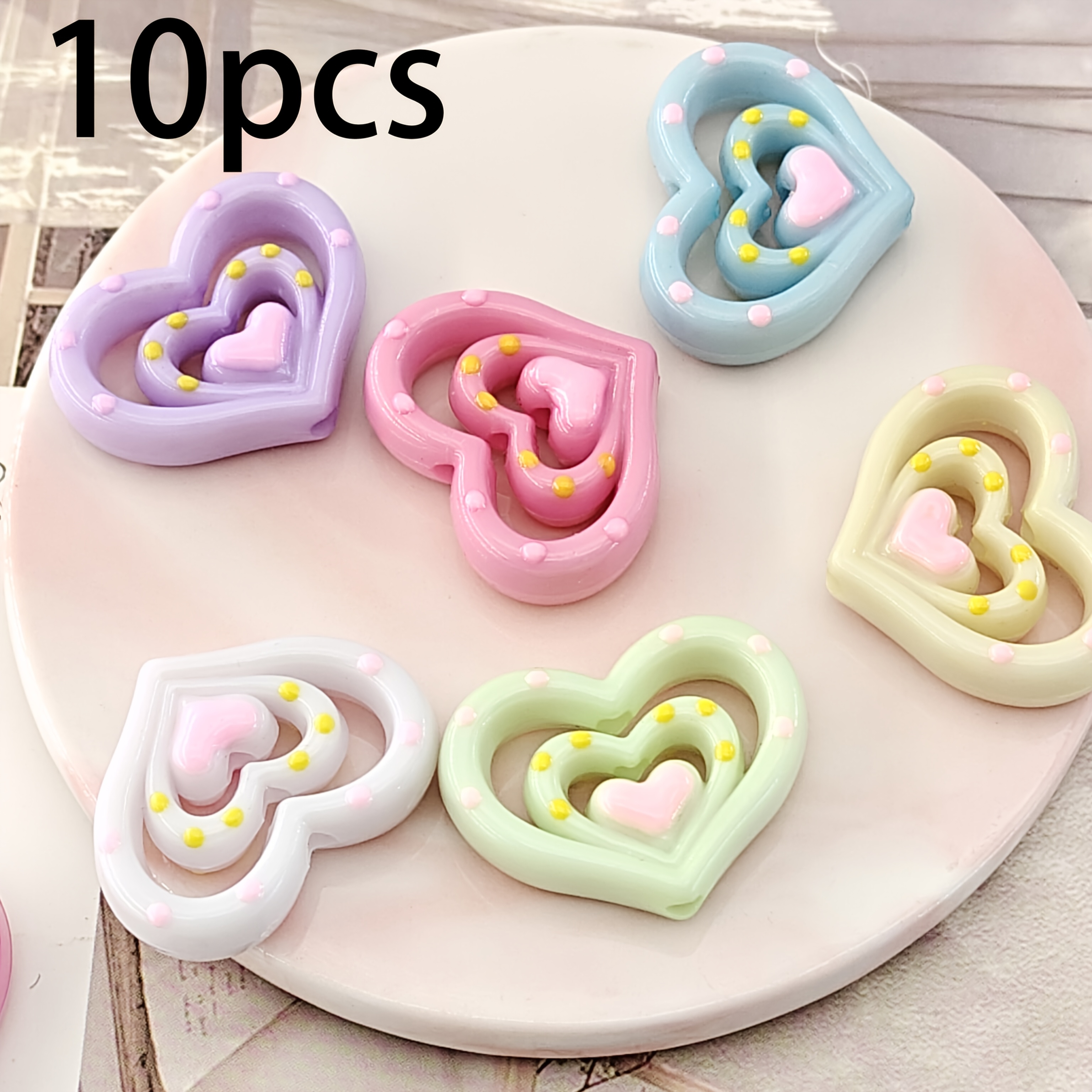 TEMU 10pcs 30mm Heart-shaped Acrylic Beads For Diy Apparel Decorations And Accessories, Handmade Jewelry Materials, Craft Supplies, Room Decor, Art,