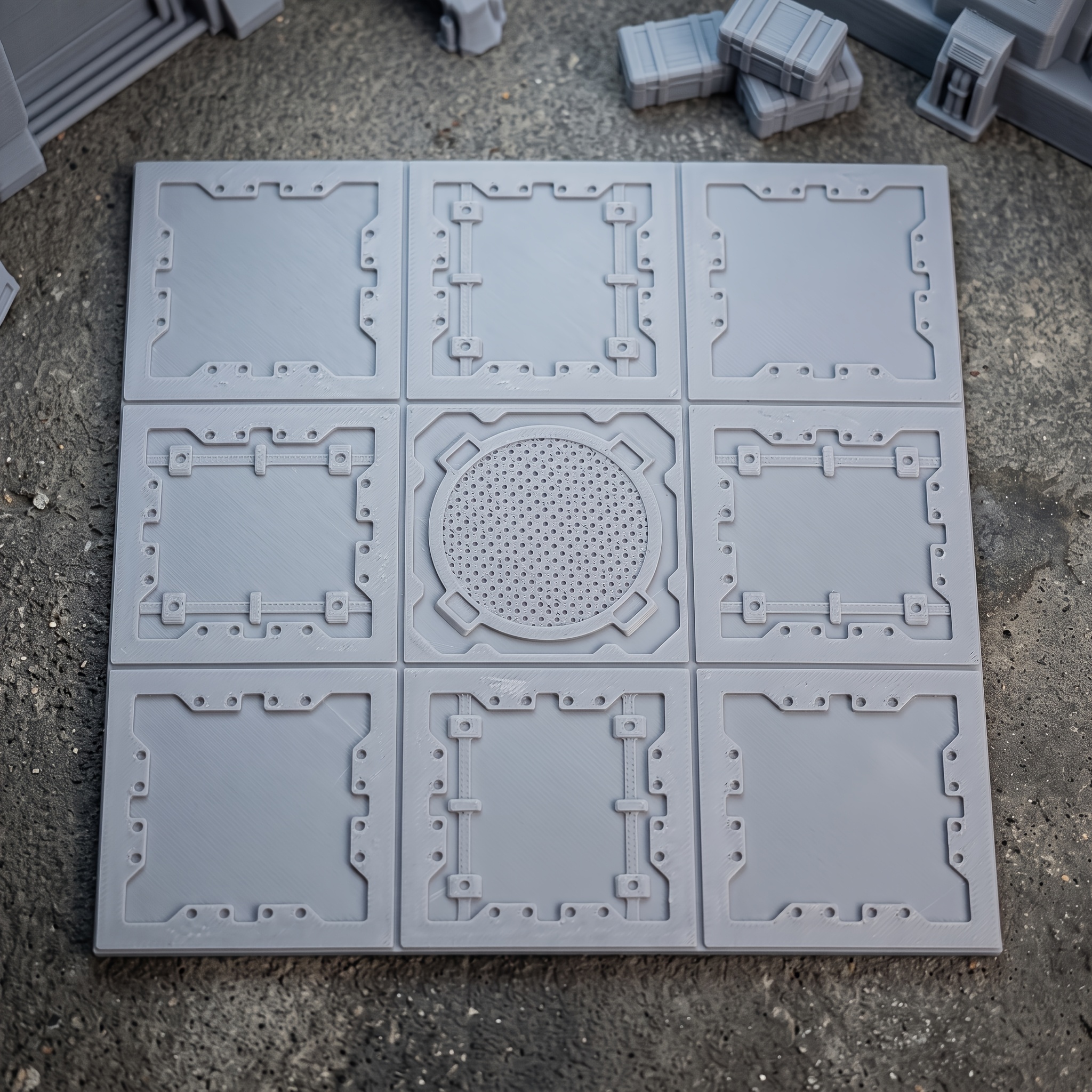TEMU Dalles de sol modulaires industrielles de science-fiction Terrain 15.2X15.2Cm, décor de jeu de guerre pour jeux de miniatures sur table