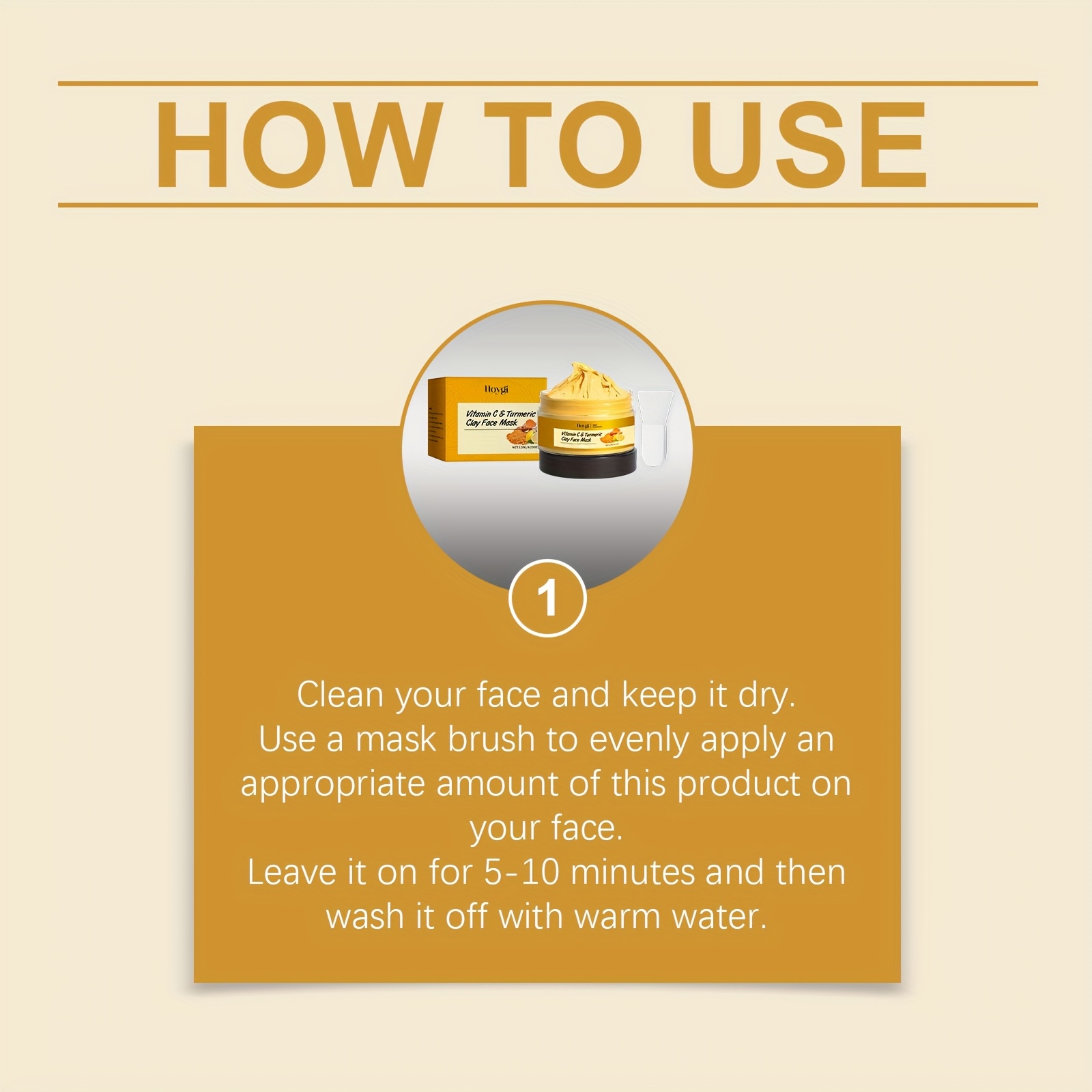 Masque de Boue à la Curcuma et Vitamine C Hoygi 3.38oz - Nettoyage Profond, Hydratant & Raffermissant, Masque en Kaolin et Aloe Vera pour un Teint Lumineux Beige Clair, Idée Cadeau Anniversaire pour Femmes et Hommes