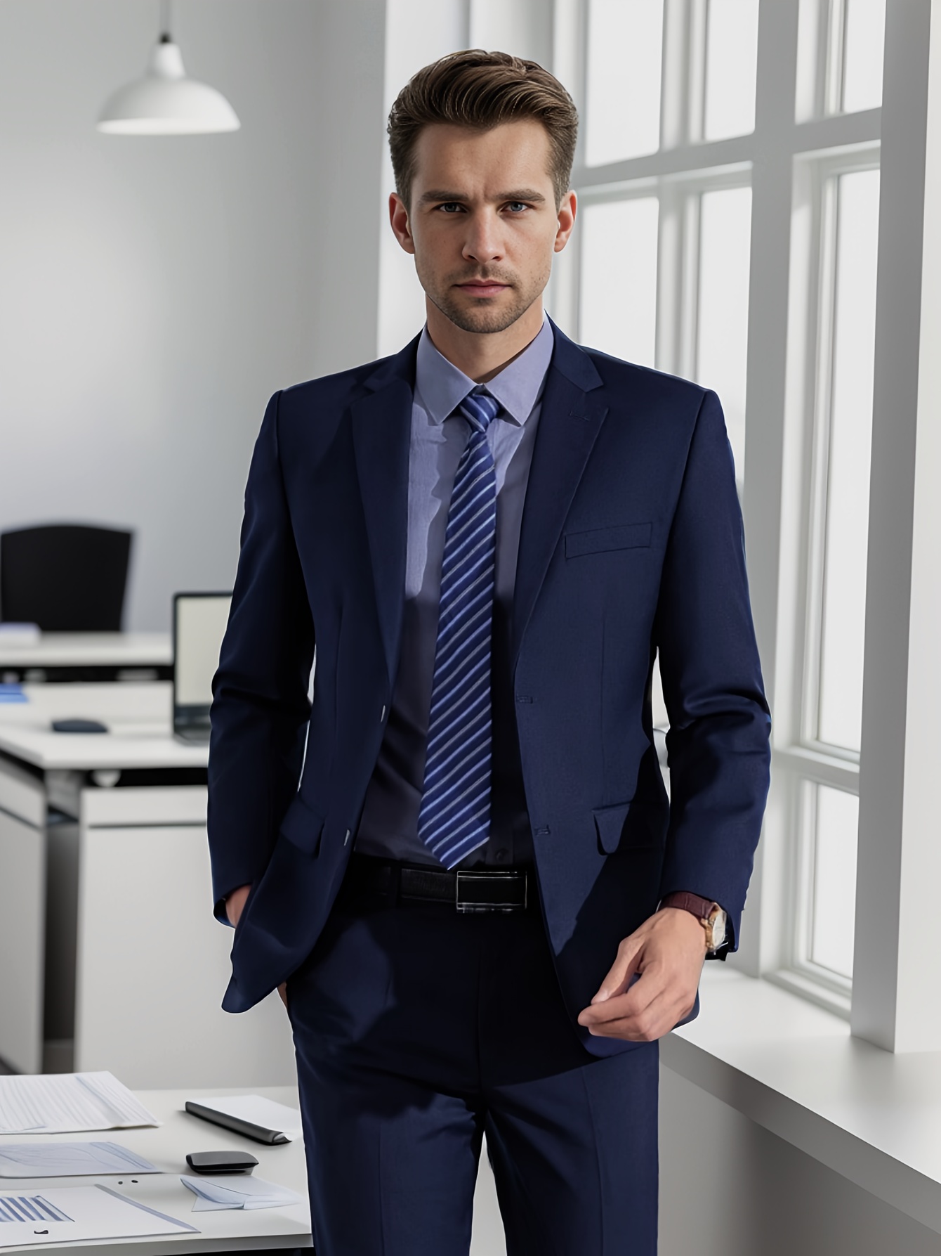 2pcs/set Solid Suits, Men's Two Button Lapel * & Pants, Perfect Business  Suit For Formal Occasions