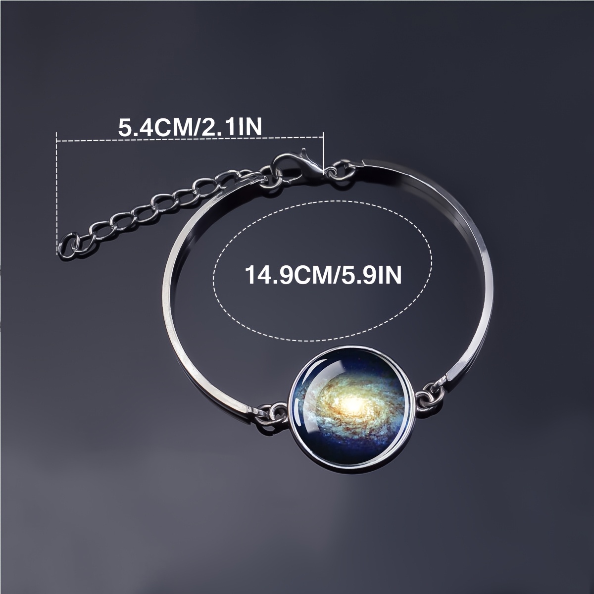Galaxy Spiral Nebula Dome Pendant Bracelet for Men and Women