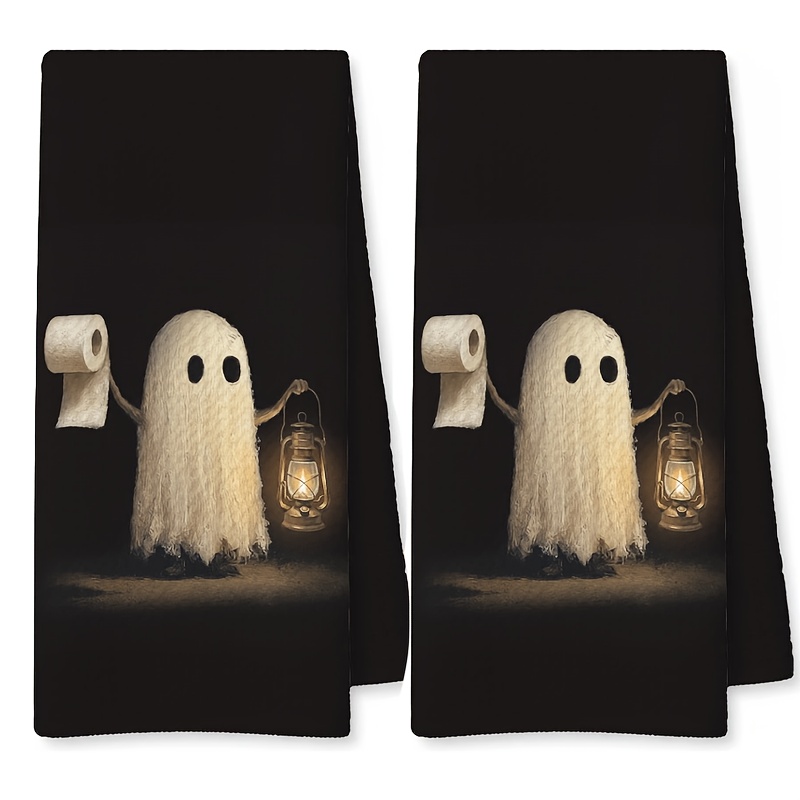 TEMU 1/2pcs Halloween Towels, Bathroom Decor Fun Halloween Dish Towels, Adult Cute Prank Gift, Durable Kitchen Dish Cloth, Reusable Cleaning Rag