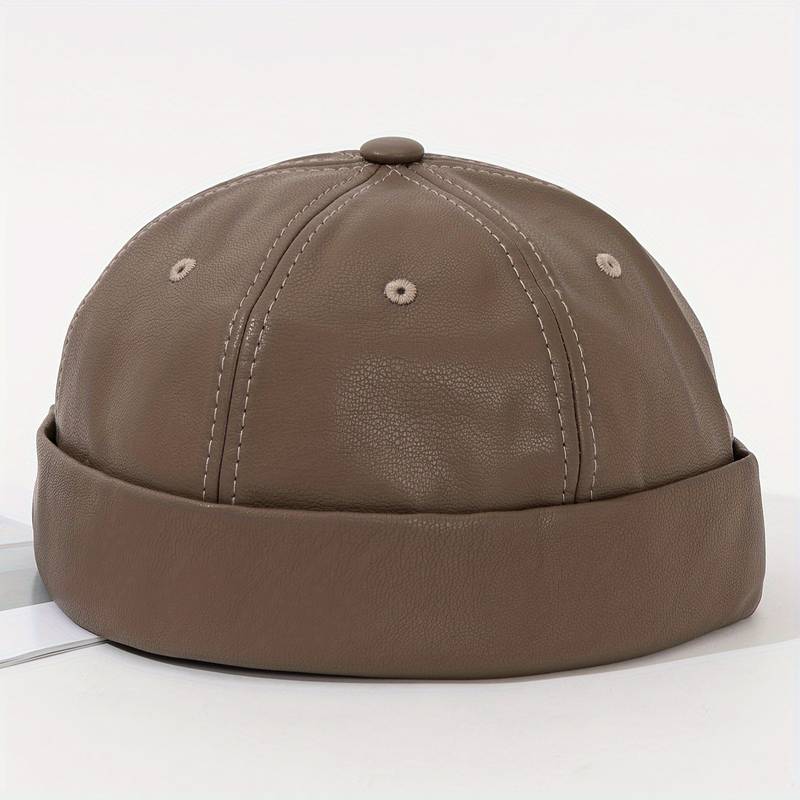 Cappello Baseball Unisex In Pelle PU Tinta Unita - Regolabile, Protezione Solare, Nero