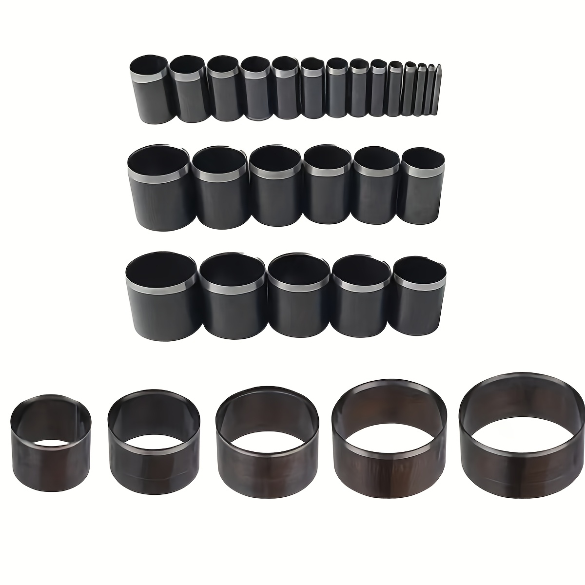 TEMU 30pcs Set 1-50mm Handheld Leather Cutting Machine Mold, Round Flower Punch Roller, Hollow Punch Leather Punching Machine, Diy Leather Circle
