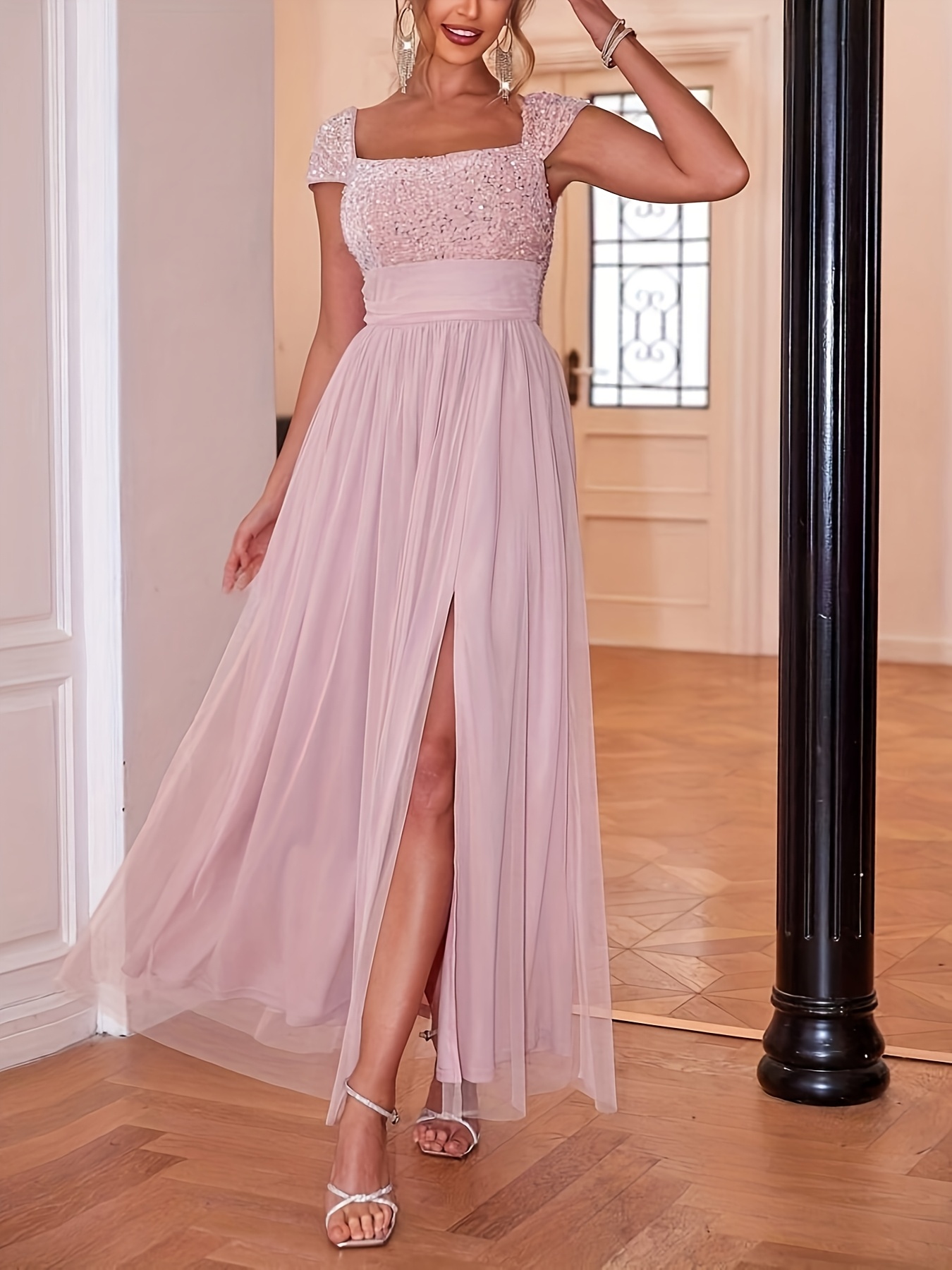 long sleeve prom dresses Black A-Line Long Sleeve Formal Gown Evening Prom Dresses – Mislish main image 1