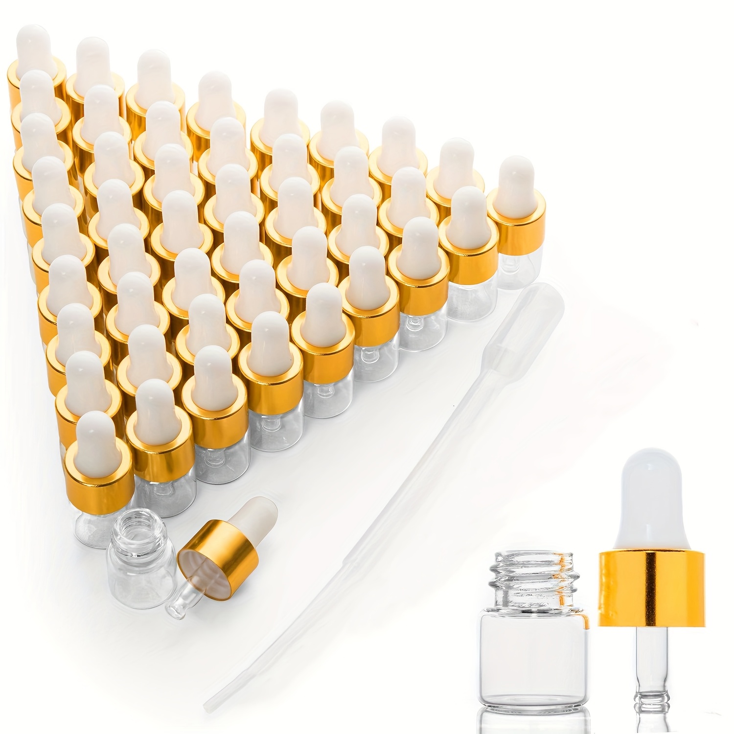 E-shop 15 Stück/50 Stück Transparente Mini-Probenflaschen mit Pipettenverschluss – Kleine Ätherische Öl Zerstäuberflaschen für Parfüm, Kosmetik –