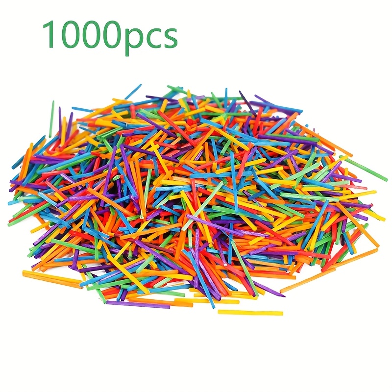 500pcs/1000pcs Colored Wooden Art Sticks, Ideal For Craft Creation, Counting And Model Making