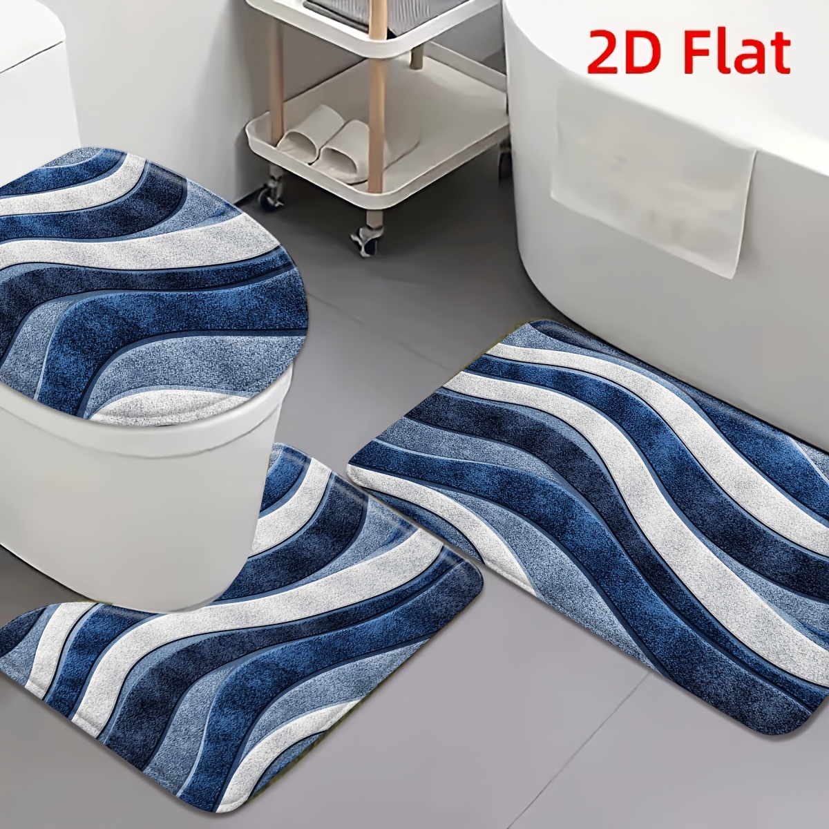 TEMU 3pcs Non-slip Bath Rug Suitable For Bathroom, Soft Absorbent & Mat With Backing, Thick Flannel Suitable For Entrance, Bedroom, Living Room,