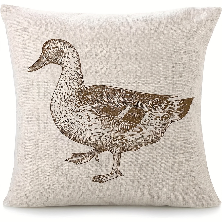 TEMU 1pc, Sofa Mallard Duck Bed Or Sofa Pillow Cover Vintage Animal Bird Graffiti Feather Cover