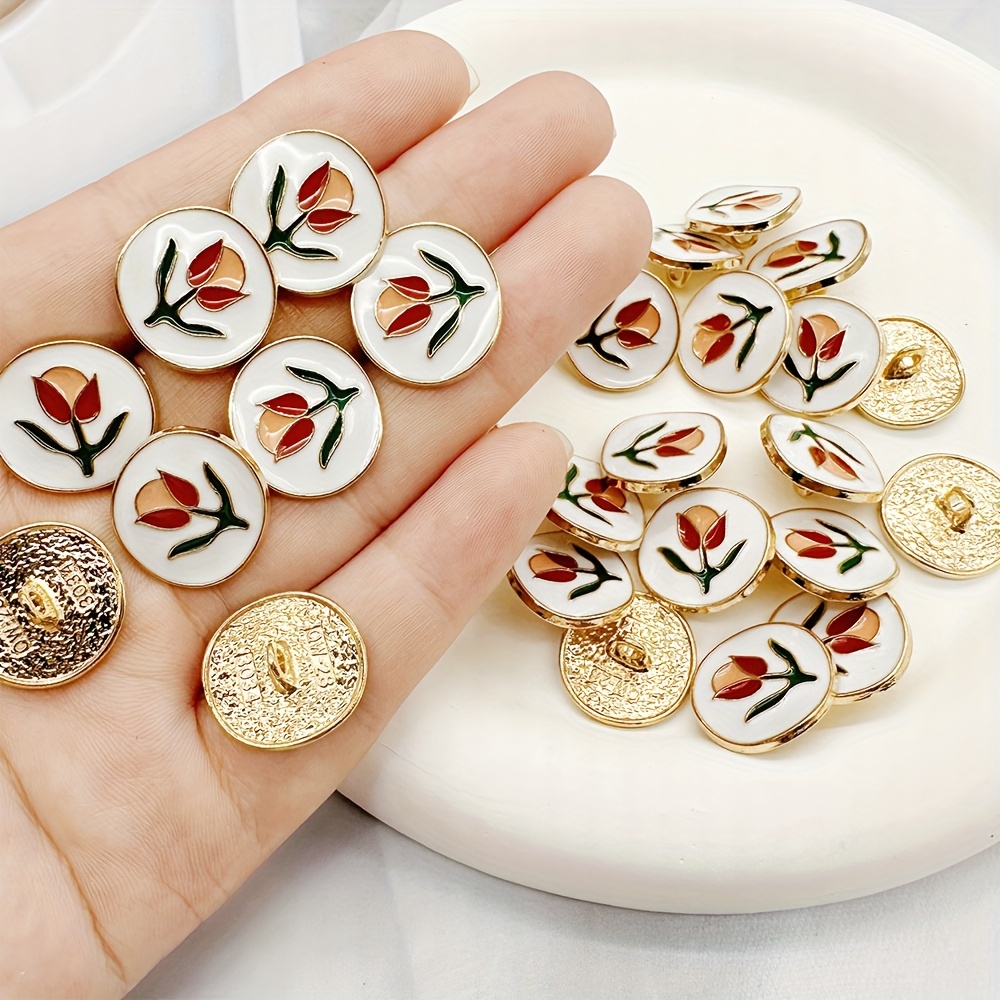 Image of 10pcs Of Stylish Floral Metal Buttons Featuring A Design Are Additions For Blazers, Knitwear, And Shirts