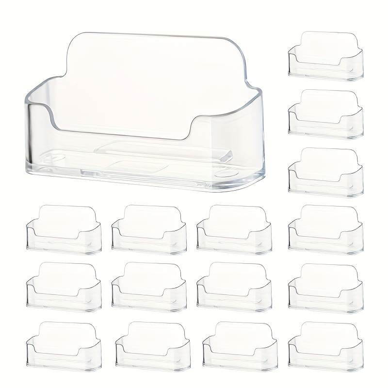 E-shop 16-teiliger Kunststoff-Visitenkartenhalter, transparente Schreibtisch-Kartenbox, Acryl-Kartenständer für Büro, geeignet für Ausstellungen,