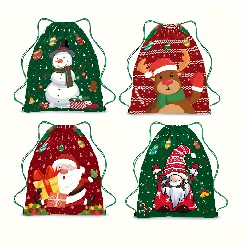 

Christmas- Drawstring - Santa, Snowman & | Portable Storage Bag For , Decorations & | 10.6x13.4