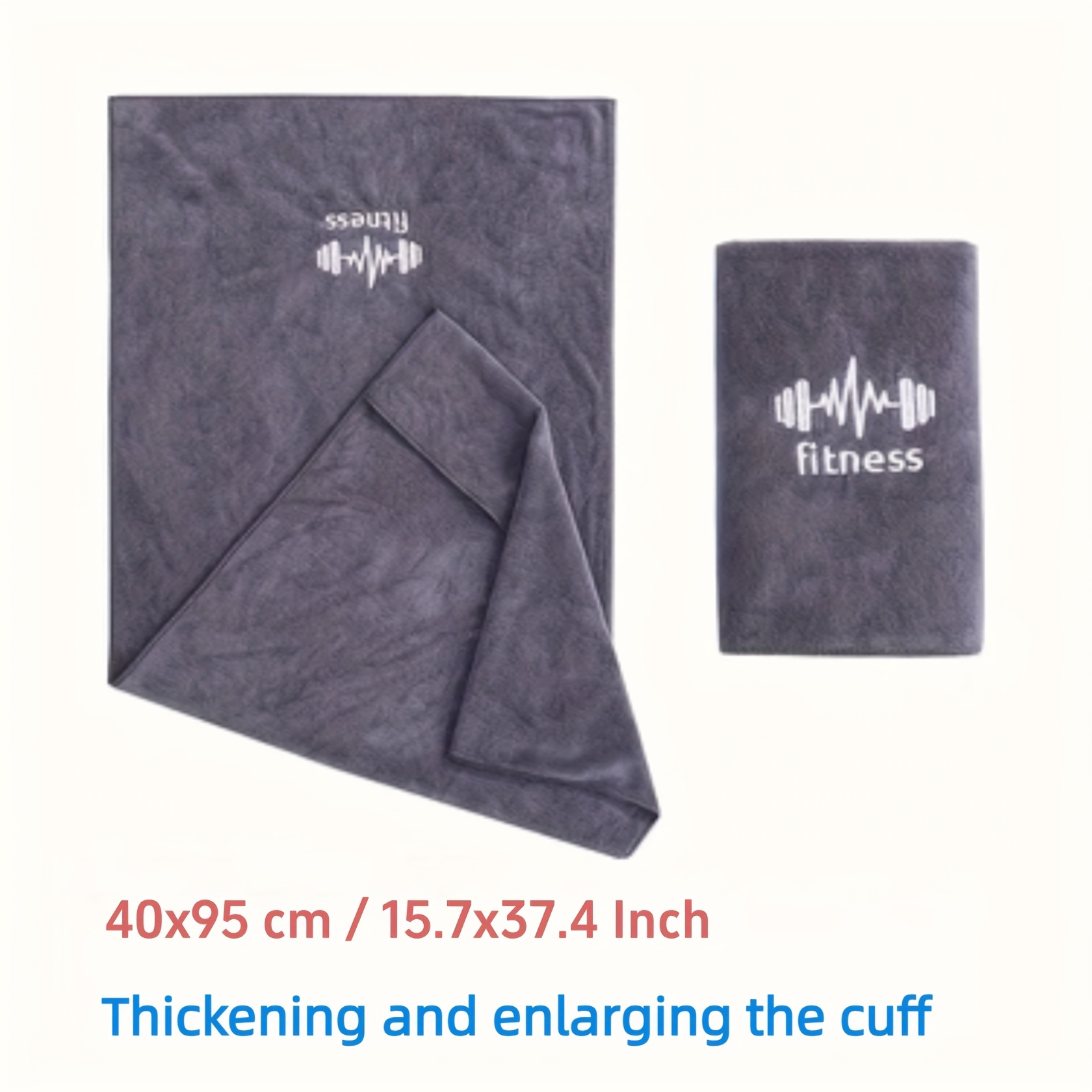 TEMU 1/2pcs Quick-dry Towel, 15.75x37.4 Inches / 11.81x39.37 Inches [gray/blue] Super Absorbent, Large Size, Ideal For Bathroom, Gym, Running,