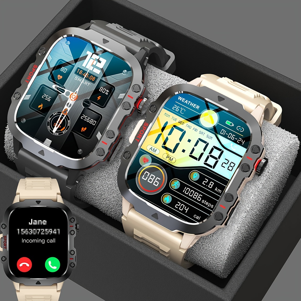 Reloj Inteligente Jelloo Linterna, Smartwatch Pantalla Táctil 1,45 Pulgadas  (responder/hacer Llamadas) Hombres, Reloj Rastreador Fitness Compatible  Android Iphone Ios - Hogar Inteligente - Temu