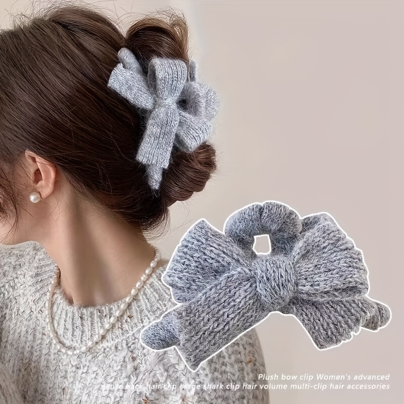 

Knitted Bow Claw Clip - Plastic Size For Women