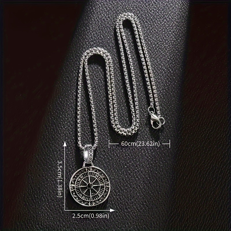 Men's Retro Compass Pendant Necklace, Trendy Accessory
