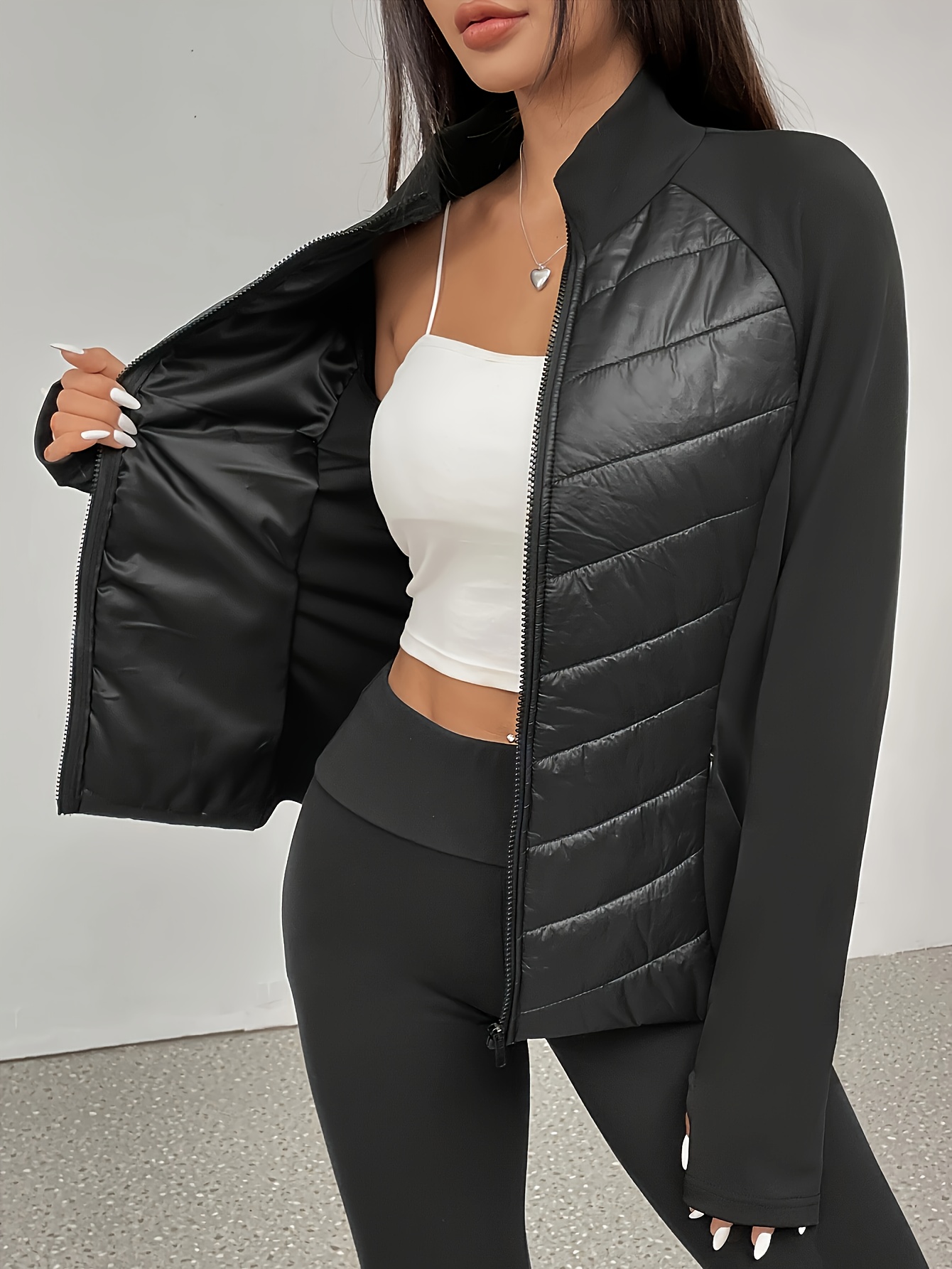 lekka kurtka damska zapinana z przodu na zamek błyskawiczny, płaszcz wierzchni, który można prać w pralce, na jesień i zimę, eleganckie, codzienne, formalne stroje. Szczegóły produktu 4