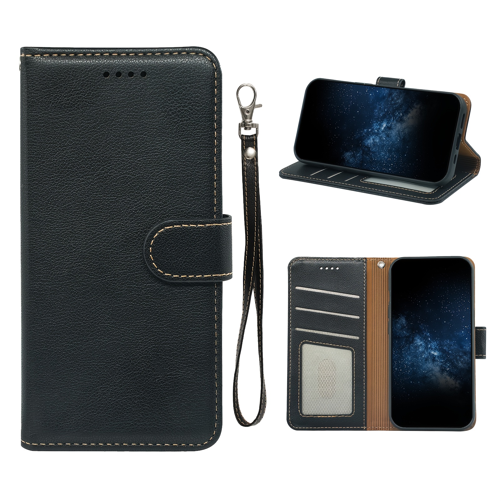 TEMU Phone Case: [for ] Pu Leather Flip Wallet Case Is Suitable For Motorola G84 5g/g85/g86/g86 Has 3 Built In Card Slots And Brackets And With Rfid