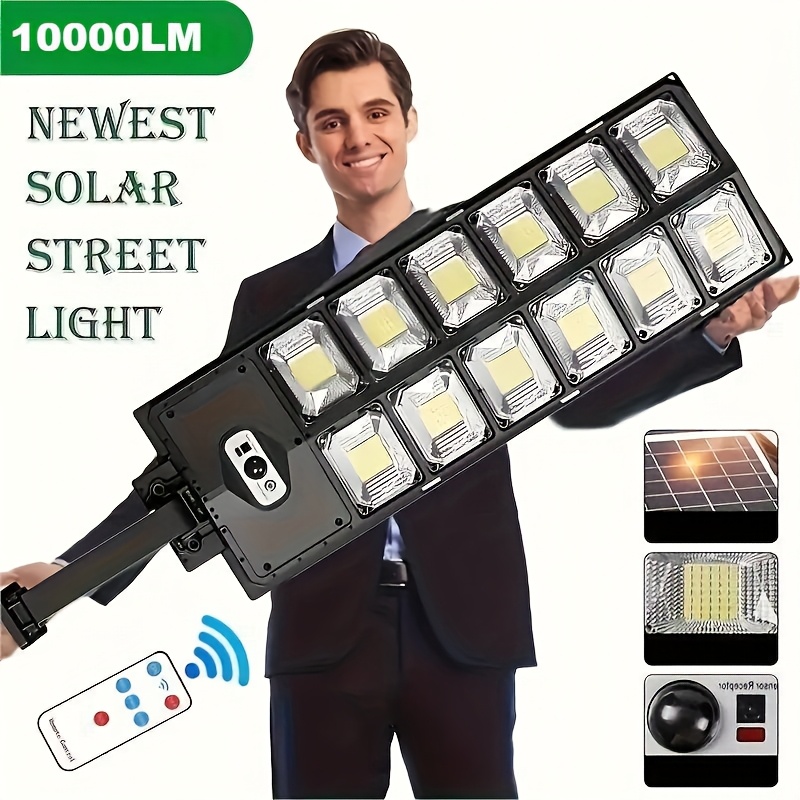 

10000lm Solar Street Light, 504/270 Led Solar Lights -, Wide Angle Motion Sensor, Remote Control, Dusk To Dawn And Adjustable - Commercial Area, , Yard Lighting, Outdoor Solar Lights