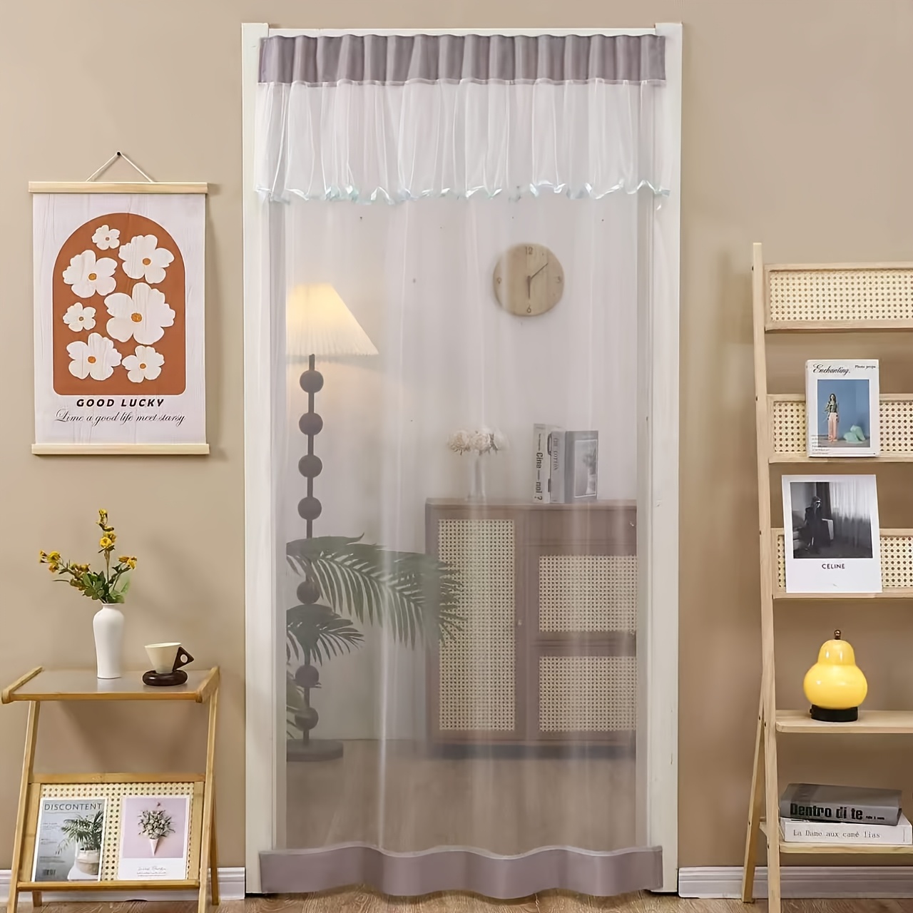 TEMU 2d Door Curtain, Complete Collection Of Door Curtains, Summer -proof Self-adhesive, Household Lace Door Curtain, Light-permeable 2026 New Model