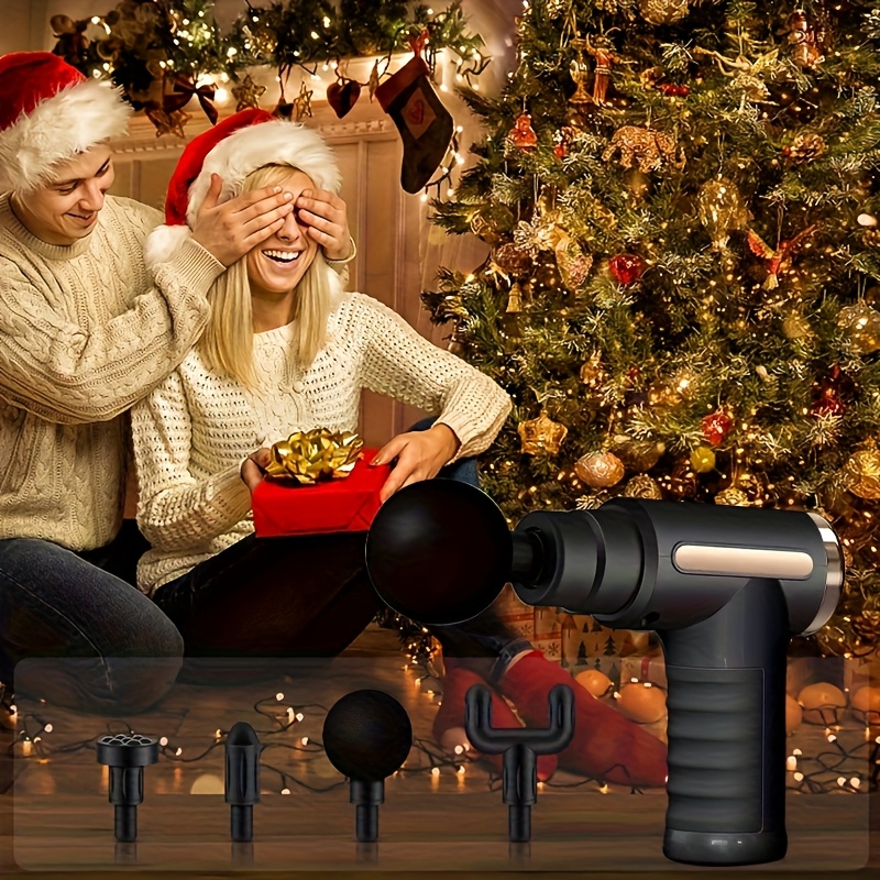 Masseur électrique portatif à 38 vitesses pour tissus profonds, masseur à percussion haute intensité, masseur sportif électrique portable ultra-silencieux avec 4 têtes de remplacement