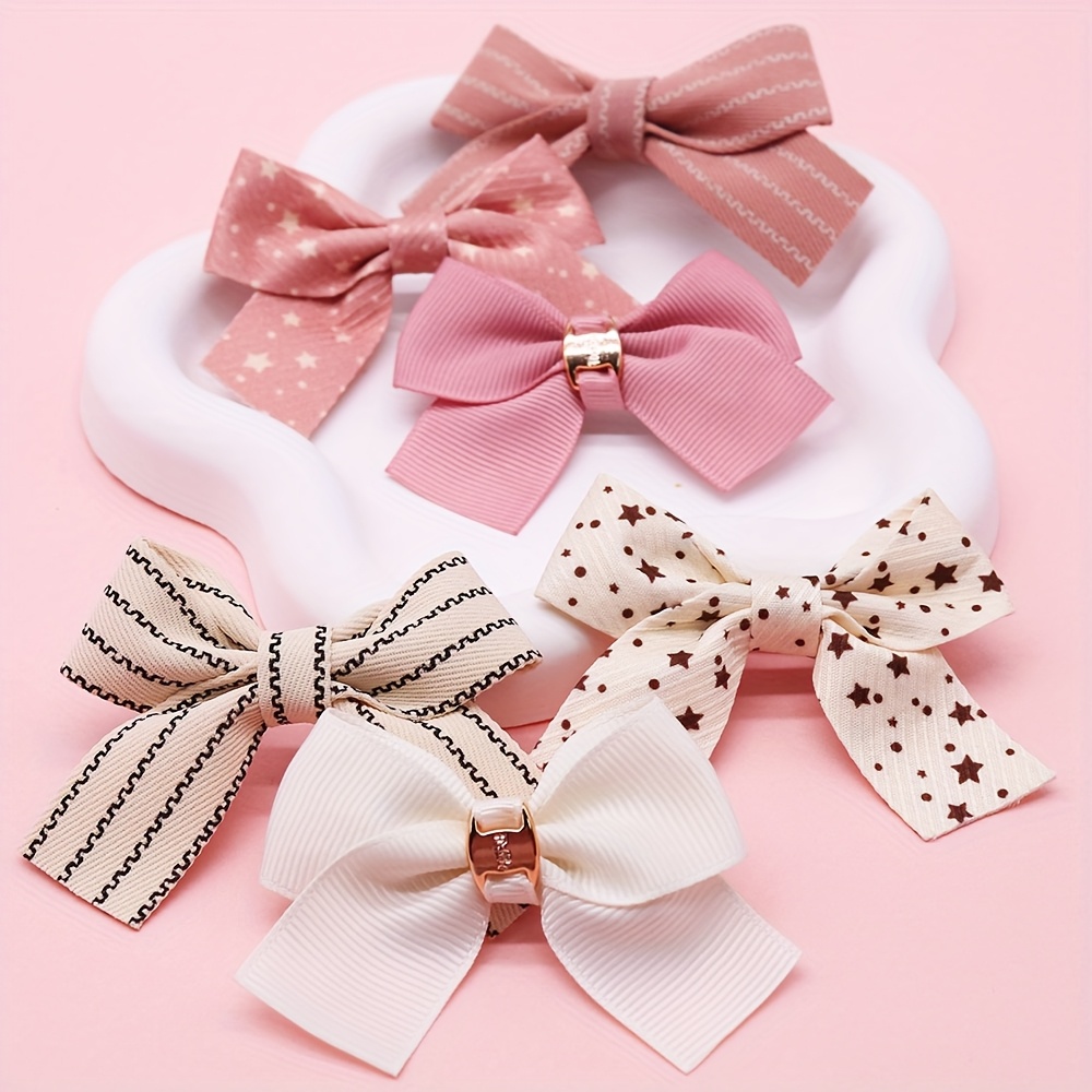 Image of Set Of 6 Bows Featuring Metal Clips, Adorable Small Hair Additions For Puppies, Designed For Grooming Pets, Suitable For Dogs And Cats